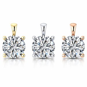Luxury Round Lab Diamond Solitaire Necklace Gold Minimalist Bridal <b>Jewellery</b> - Product Image 2