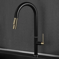 Robinet de cuisine moderne en acier inoxydable noir, monocommande, avec valve en céramique, pour eau chaude et froide, prix usine fournisseur Chine