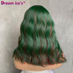 วิกผมสังเคราะห์ทรงเฟรนช์เคิร์ลสั้นคุณภาพสูง ทนความร้อน ยี่ห้อ DREAM ICE สีแดงผสม<span class=keywords><strong>เขียว</strong></span> ความหนาแน่น 150% สำหรับผู้หญิง เหมาะสำหรั<span class=keywords><strong>บ</strong></span>ฮาโลวีน - Product Image 5
