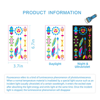 Autocollants de tatouage temporaires fluorescents personnalisés, 20 feuilles, décoration fluorescente, imperméables, lumineux, néon, UV, faux tatouages qui brillent dans le noir