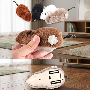 Wind-Up Faux Fur Lifelike Mouse Cat <b>Toy</b>-<b>Interactive</b> Exercise <b>Toy</b> - Product Image 3