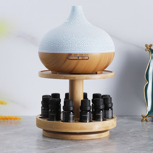 Cross-border best-selling minimalist European and American style double-layer bamboo <b>rotating</b> essential oil <b>display</b> rack, - Product Image 2