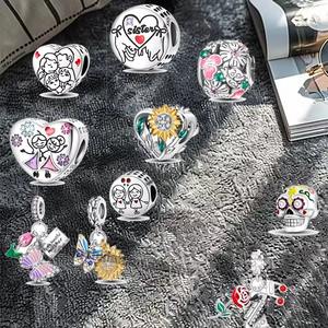 Pendentif Breloque Cœur en Zircon Argenté pour Enfants, Tendance, Doux, Léger et Scintillant, pour Fête DIY, avec Chaîne Assortie, Bijoux de Luxe à Superposer, Plaqué Platine - Product Image 1