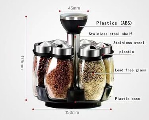 Tarros de vidrio giratorios para cocina, juego de especias, contenedor de condimentos, soportes de almacenamiento, oz especiales porta tempero, 6 uds. - Product Image 6