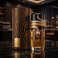 Parfum Oud Arabe de Luxe Liquide 100ml, Parfum Oriental Boisé Longue Durée pour Homme EDP, Écologique, Design Unique Serpent Doré