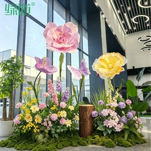 Arrangement floral artificiel Greenway série Hy-Dt4, rose et violet, pour décoration florale intérieure et présentation en jardin. - Product Image 1