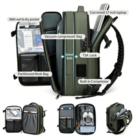 Sac à dos de voyage multifonctionnel étanche pour ordinateur portable Système de compression sous vide étanche à l'air Sac à dos d'affaires extensible Oxford