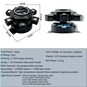 Directo de Fábrica, Luz Móvil Bee Eye de 150W para Discoteca y Fiestas, Láser con Efecto Strobe, 6 Brazos RGBW DMX512, Control por Sonido, IP20, para Bares, DJ y Conciertos - Product Image 5