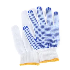 Wholesales Cotton Knitted Liner Warehouse Used Safety Gloves Black Latex Dotted Work Gloves