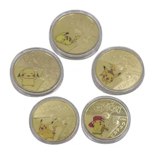 10types Pocket Animals gold coin Anime digital Monsters metal Plated Coins Collectibles pokeman pikachu for kid's Gift and play