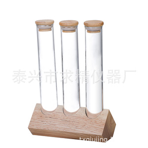 Glass Jar Display Rack With Wooden Base For Coffee Beans Dried Flowers Tea Leaves Storage Cylinder Shape Transparent Sealing - Product Image 5