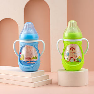 Weithalsflasche 260ml Glas-Babyflasche mit Silikon-Stoßschutzhülle - Product Image 3