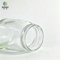 Pot en verre rond de 280 ml, qualité alimentaire, avec col fileté, transparent, pour miel, confiture, bonbons, fruits secs, vente en gros
