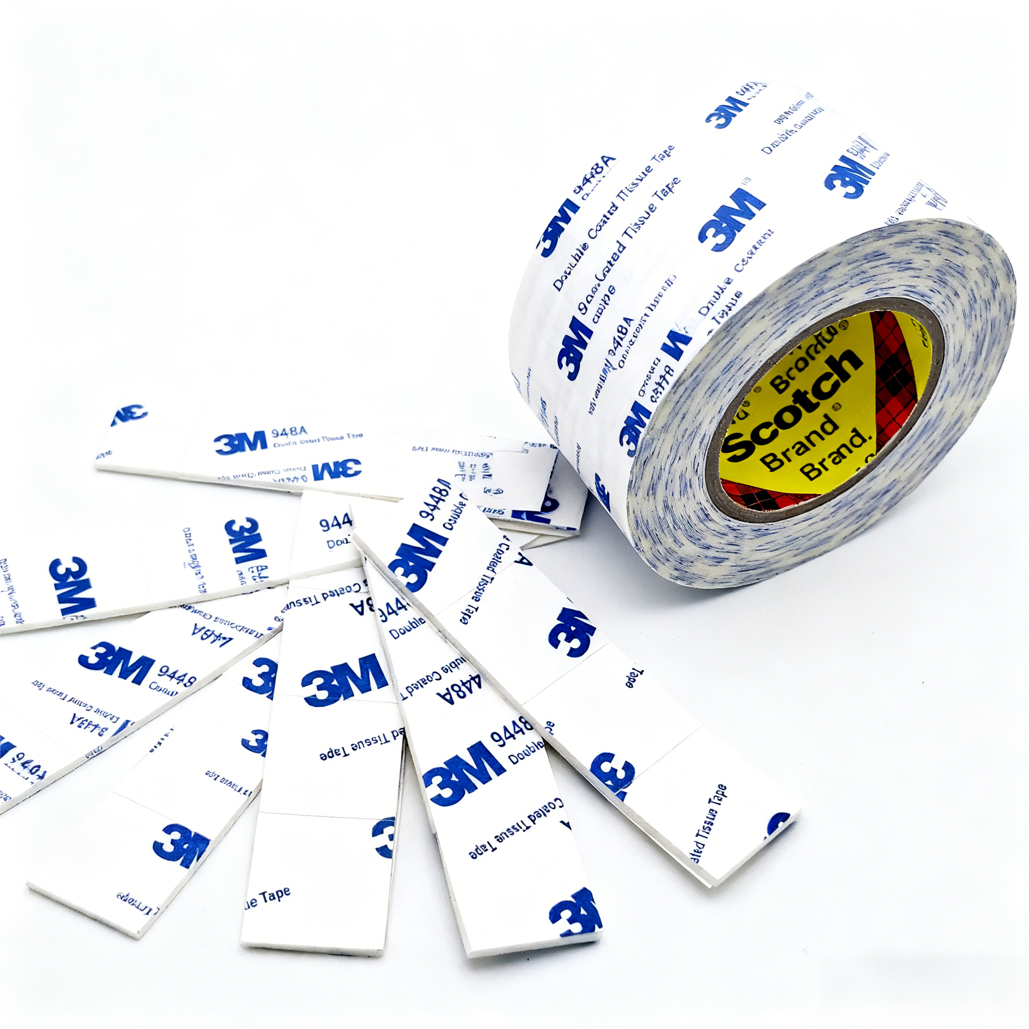 For 9448A Double Sided Acrylic Adhesive Tape White 0.15mm Non Woven Tissue 50m Die Cut