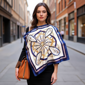 Pañuelo Cuadrado Angelina 70x70 cm, Estampado Moderno, Poliéster, Accesorio Femenino Multifuncional para las Cuatro Estaciones - Product Image 4