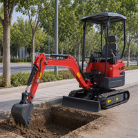 Mini-excavatrice compacte sur chenilles pour travaux de terrassement, aménagement paysager et travaux de terrassement en cour, idéale pour les entrepreneurs.