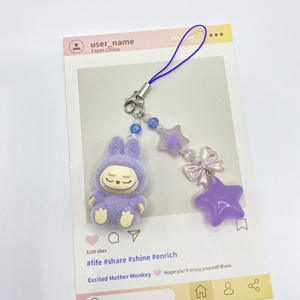 Lindo Mini Flocado Labu Bolsa Frozen Personaje Coche Llavero Colgante decorativo Cadena de teléfono móvil para parejas Cajas de misterios - Product Image 6