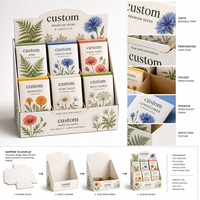 Boîte de présentation de graines personnalisée imprimée en couleur, emballage en carton pour six sachets, présentoir de comptoir pour les centres de jardinage