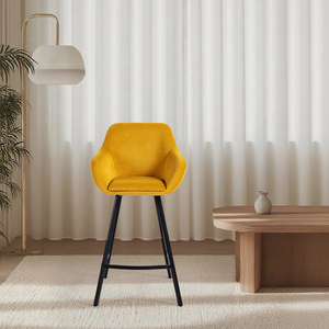 Tabouret <span class=keywords><strong>de</strong></span> <span class=keywords><strong>bar</strong></span> moderne en velours <span class=keywords><strong>jaune</strong></span> avec pieds en métal noir pour cuisine et bars, <span class=keywords><strong>chaise</strong></span> <span class=keywords><strong>de</strong></span> salle à manger, <span class=keywords><strong>chaise</strong></span> <span class=keywords><strong>de</strong></span> salon, <span class=keywords><strong>chaise</strong></span> <span class=keywords><strong>de</strong></span> loisirs - Product Image 2