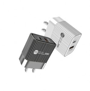 <b>Type</b>-<b>C</b> + USB Dual Port Fast Charger with QC3.0 18W Output for Laptop & Mobile Phone US/EU PD <b>Adapter</b> - Product Image 2