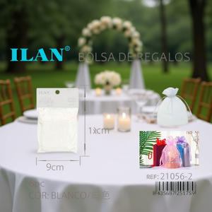 Sacs cadeaux en organza Ilan 9x12cm 6 pièces Blancs pour mariage et fêtes - Product Image 2