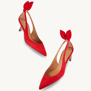 Women Back Bow Suede Sandals Low Heels Side Cut Out <b>Shoes</b> Office Lady Pointy Closed Toe Leopard Prints Pumps - Product Image 3