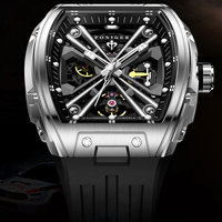 Montre mécanique PONIGER P6.17 à remontage automatique, longue réserve de marche, cadran couleur canon, aiguilles lumineuses, bracelet en caoutchouc