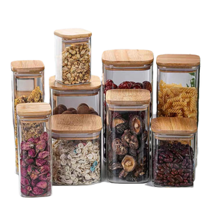 Bán Hot <span class=keywords><strong>Glass</strong></span> Lưu Trữ Jar Với Tre Nắp Vuông <span class=keywords><strong>Glass</strong></span> Jar <span class=keywords><strong>Glass</strong></span> <span class=keywords><strong>Container</strong></span> Với Gỗ Nắp - Product Image 1