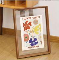 Vente en gros prix d'usine cadre photo en bois MDF transparent double face en verre cadre photo flottant en bois massif