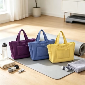 Bolsa de Compras de Tela de Felpa Suave con Colores Personalizados, Logotipo Bordado, Bolso de Mano para Mujer para la Vida Diaria, Bolsa de Supermercado Grande con Bolsillos - Product Image 5