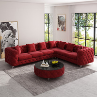 Canapé moderne modulable en forme de L avec boucle de traction complète en cuir et tissu avec table pour meubles de salon