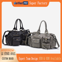 Sac fourre-tout vintage en cuir PU délavé pour femme, sac à bandoulière multi-poches style cargo, sac à main Y2K, sac bandoulière grande capacité, personnalisable