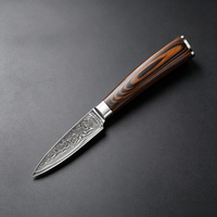 Couteau de Chef KING POWER en Acier Damas 67 Couches, Ensemble 1 Pièce avec Manche en Bois Pakka, Lame Combinée Ambidextre Tranchante