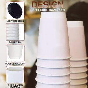 Gobelets en papier biodégradables de qualité alimentaire écologiques avec couvercle pour eau, jus, café, thé - Impression de logo personnalisé, emballage à emporter - Product Image 6