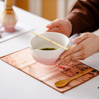 Ensemble de thé matcha en céramique 8 pièces, bol Chawan, fouet en bambou Chasen, support pour fouet, cuillère, tamis, repose-cuillère, torchon à thé, kit cadeau pour café