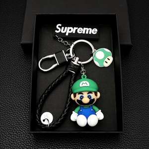 Dessin animé mignon <span class=keywords><strong>Mario</strong></span> Super Mary Silicone <span class=keywords><strong>cartable</strong></span> porte-clés personnalité créative voiture pendentif pour hommes et femmes - Product Image 4