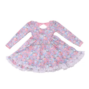 Lulu OEM High Quality Kids Casual Party Dress Ruffle Halloween Baby Girl's Dresses