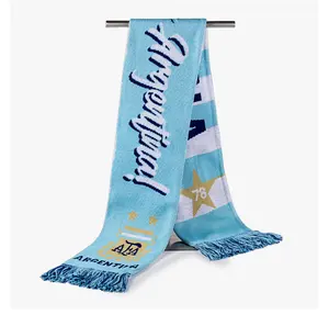 Manufacturers personalized customized sports club scarf football scarf custom logo knitted team soccer scarf