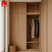 Armoire de rangement en bois massif de chêne, style nordique minimaliste, pour chambre et salon, avec penderie intégrée, Alland Home