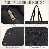 Sac à main professionnel en cuir imperméable pour ordinateur portable 15,6 pouces pour femme, avec pochette intégrée