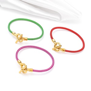 Bracciale fatto a mano con chiusura a cuore 18K in <span class=keywords><strong>filo</strong></span> di acciaio alla moda con stringa braccialetto di <span class=keywords><strong>amicizia</strong></span> fai da te - Product Image 4