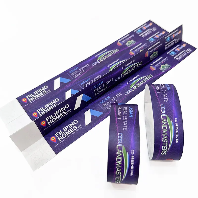 New Product Exhibition Entry Event Ticket 3/4 Inches Sheet Tyvek Wrist Bands Paper Bracelet Ticket Wristband