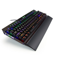 Vente chaude clavier mécanique rvb rétro-éclairage rouge bleu marron noir interrupteur avec main pad détachable filaire version 104 touches