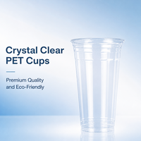 Gobelet jetable en plastique PET 98-24oz transparent de qualité alimentaire, empilable, pour boissons froides, avec couvercles et logo personnalisé