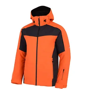 Chaqueta de esquí impermeable para hombre, forro polar, naranja