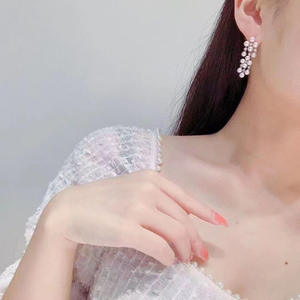 Boucles d'oreilles en argent S925 à faire soi-même, accessoires en perles, crochets d'oreille à plusieurs perles avec perles de 4-5 mm, support creux 21219 - Product Image 4