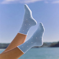 Chaussettes de trampoline antidérapantes avec logo personnalisé, chaussettes de yoga Pilates antidérapantes, chaussettes de compression à volants pour Pilates