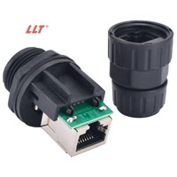 Connecteurs et prises RJ45 étanches circulaires noirs à montage sur panneau LLT 8P 8C