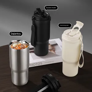 แก้วกาแฟสแตนเลสสองชั้น 750 มล. พร้อมสายคล้องและฝาปิดแบบหลอดดูด เก็บความร้อน/เย็น พกพาสะดวก เหมาะสำหรับแคมป์ปิ้ง ลดราคาพิเศษ - Product Image 4