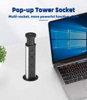 Enchufe de escritorio emergente de 60 mm con cargador inalámbrico de 15 W, USB-C PD de 20 W, USB-A de 18 W y 3 tomas de CA, regleta retráctil
